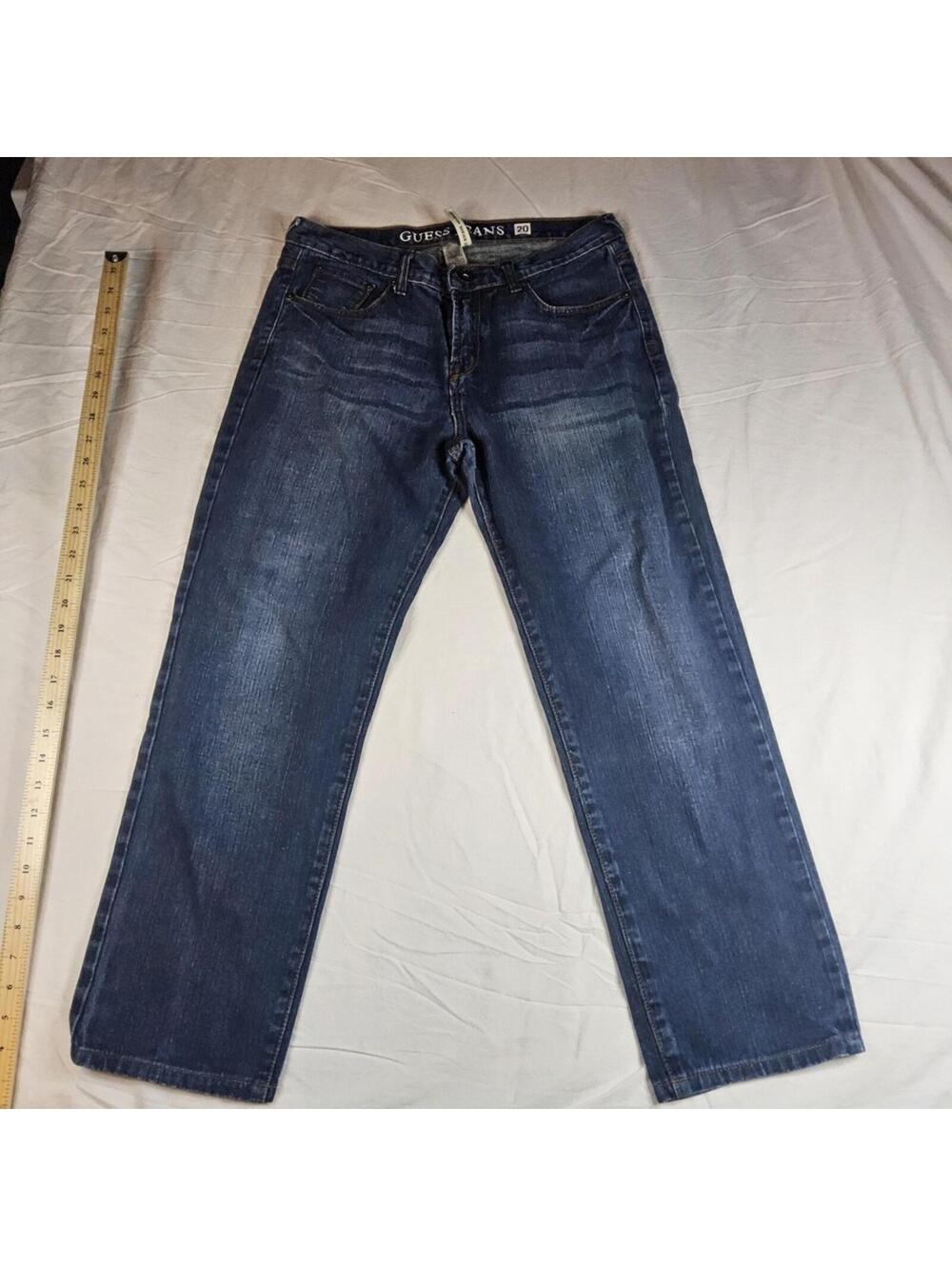 Guess Jeans Rocker Slim Straight Men's Blue Denim Jeans Size 20 Dark Wash Work